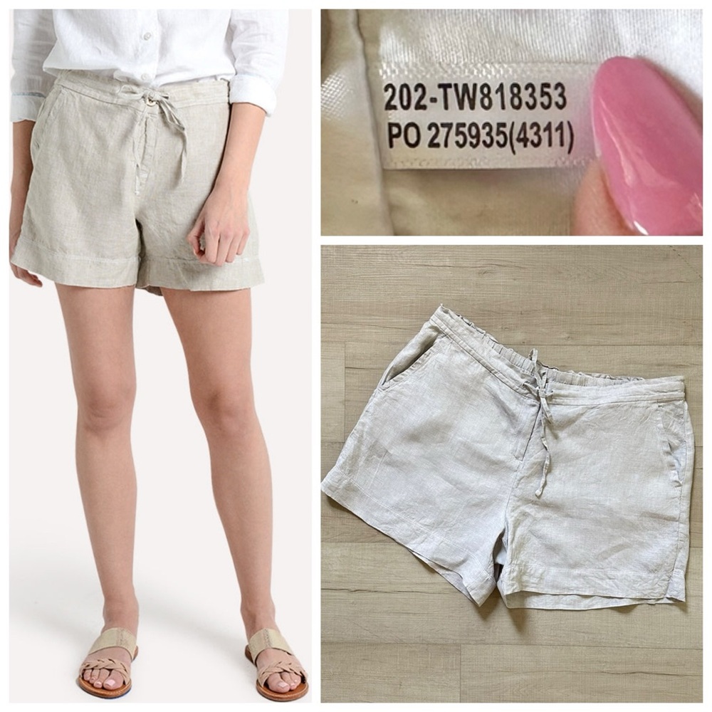TOMMY BAHAMA XL Palmbray High-Rise Linrn Shorts in Twill Cream Khaki • Vacation
